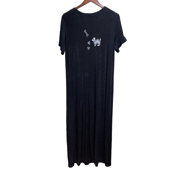 Long black comfy dress with doggies & bones and paw prints so so cute SZ Med - Picture 2 of 5